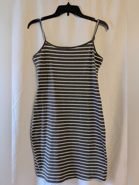 Striped Black and White Knit Slip Dress Sz. M